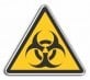 Yellow triangular sign featuring the biohazard symbol