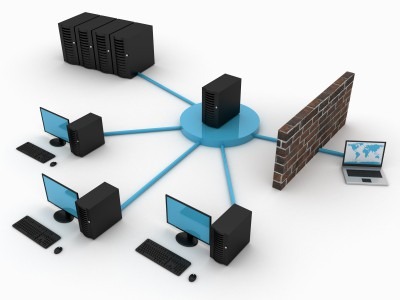 Illustration of several computers networked together